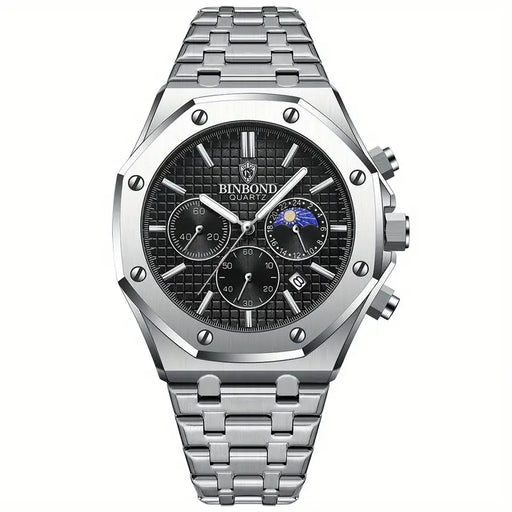 1pc B0161 Men's New Multifunctional Sports Watch Steel Band Waterproof Luminous Quartz Watch