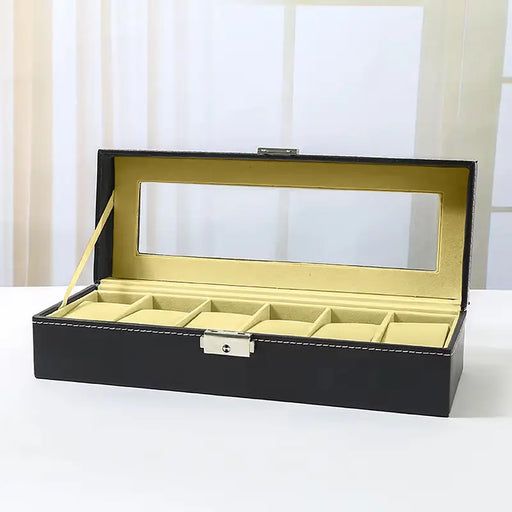 Securely Store and Display Your Watches with This Stylish Men's PU Leather 6-Digit Watch Storage Box