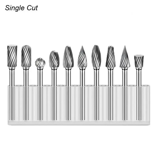 1 Set, Rotary Tungsten Carbide Burr Set 1/8" Shank, 1/4" Head Length Tungsten Steel For Woodworking Drilling Metal Carving Engraving Polishing