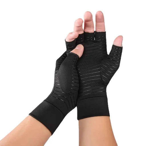 1 Pair Copper Half Finger Compression Gloves: Get Relief from Arthritis Pain & Care for Your Hands!