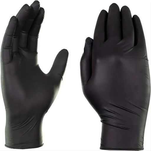 100pcs Black Nitrile Disposable Gloves - Powder & Latex Free, Touch Screen Compatible, Non-Sterile & Food Safe