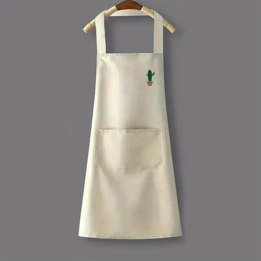 1pc Cartoon Cactus Rainbow Apron, Waterproof And Oil-proof Easy To Clean Kitchen Apron, Housework Apron, Overalls