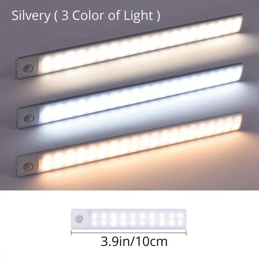 1pc LED Motion Sensor Cabinet Light, Under Counter Closet Lighting, Wireless Magnetic USB Rechargeable Kitchen Night Lights, Battery Powered Operated Light For Wardrobe Closets Cabinet Cupboard Stairs Corridor Shelf 3.9" Or 7.9