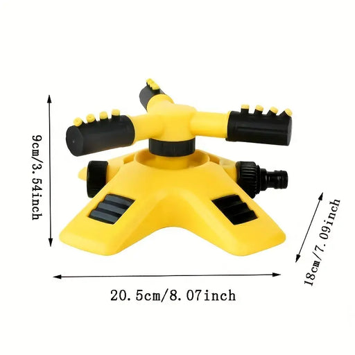 1pc Lawn Automatic Sprinkler 360° Rotating 3 Adjustable Rotating Arms Combinable Multi-Angle Large Area Coverage For Garden Lawn Automatic Irrigation Roof Cooling, Yellow