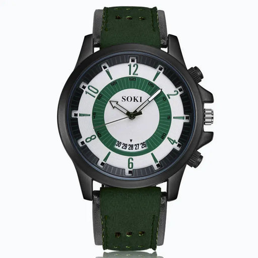 1pc Men's Fashion Quartz Wrist Watch With Leather Belt