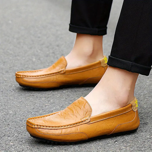 Men's Leather Stitch Loafer Shoes: Lightweight, Wear-resistant & Perfect for Spring & Summer Walks!