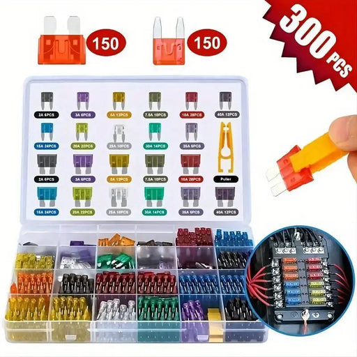 300pcs Car Blade Fuse Assortment Kit - 2A to 40A Auto Truck Automotive Fuses for Motorcycle & Circuit Protection with Box