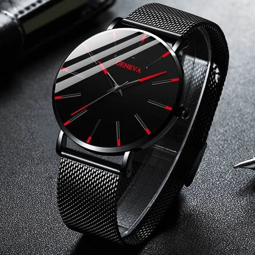 2022 Minimalist Men's Fashion Ultra Thin Watches Simple Men Business Stainless Steel Mesh Belt Quartz Watch
