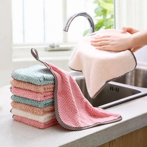10pcs/20pcs Mixed Color Absorbent Oil-proof Rags, Dish Cloths, Cleaning Cloths