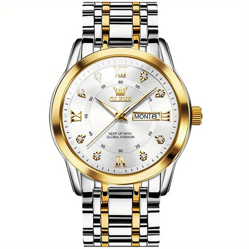 1pc New Olevs Top Brand Men'S Watches Luminous, Calendar, Day Display Dual Calendar Business Waterproof Sports Men'S Watches