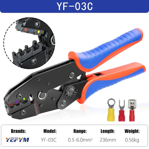 Crimping Tool For Insulated Electrical Connectors - Ratcheting Wire Crimpers - AWG 22-10 (0.5-6.0mm2) - Ratchet Terminal Crimper - Electrical Crimping Tool