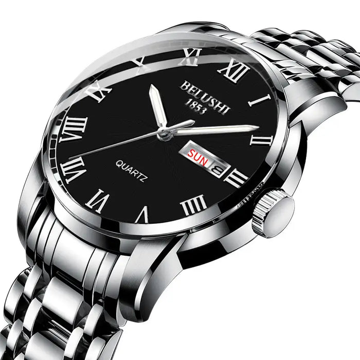 Best Sales BELUSHI Luminous Dial Steel Strap Watch Men's Waterproof Quartz Watch