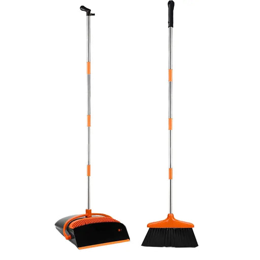 Make Cleaning Easier with This 1Set Broom and Dustpan Set - Self Cleaning, Easy Assembly, and Lengthened Design!