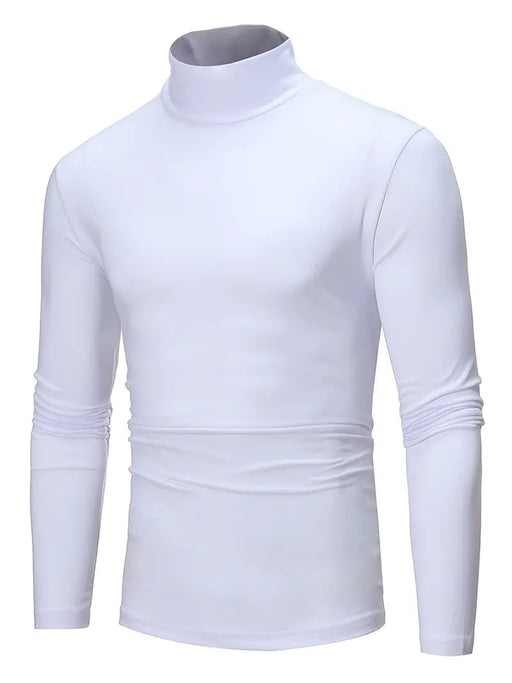 Men's Long-sleeved T-shirt: Look Stylish and Stand Out with this Multicolor High Collar Bottoming Shirt!