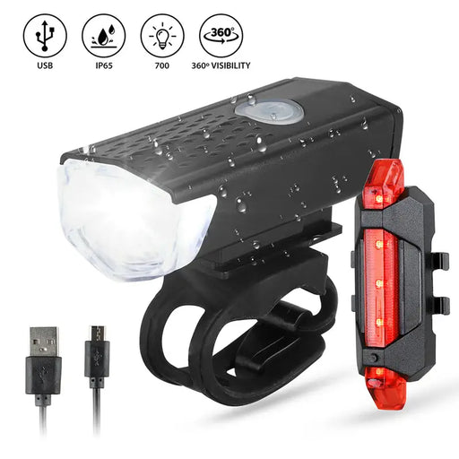 1 Set Bike Front & Tail Light, Rotatable USB Rechargeable Waterproof Light For Cycling At Night, Mountain Road Bike Lights For Riding/cycling Lighting
