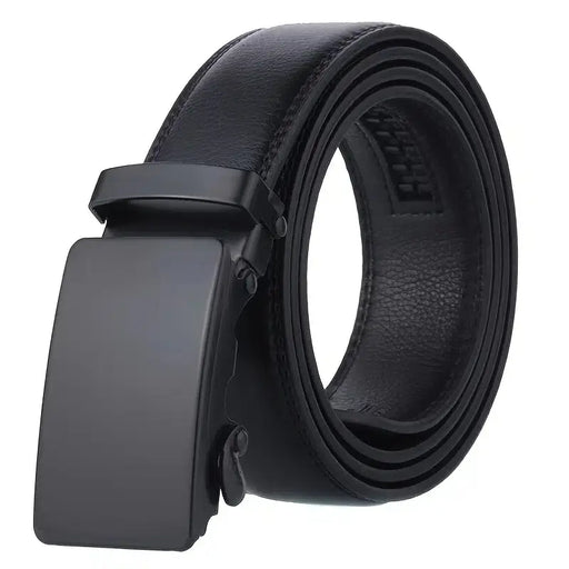 Upgrade Your Look with this Stylish Men's Black Leather Automatic Buckle Belt
