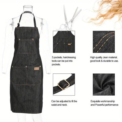 Lightweight Denim Jean Tool Apron With Pockets Waterproof Waxed Canvas Apron For Men And Women Adjustable Work Apron