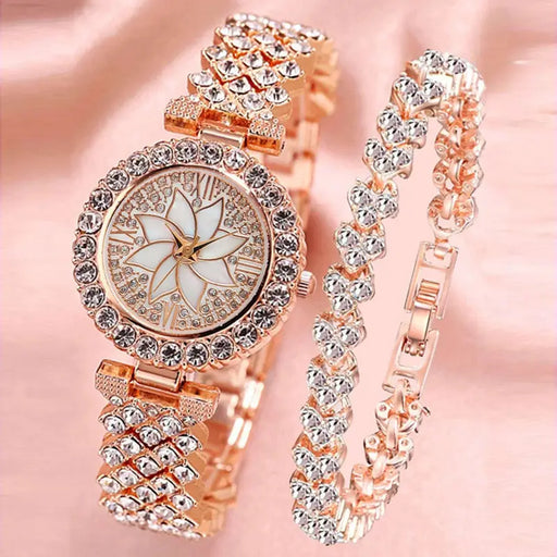 2pcs/Set Alloy Watch Fancy Women Watches Jewelry Sophisticated And Stylish Women Watch