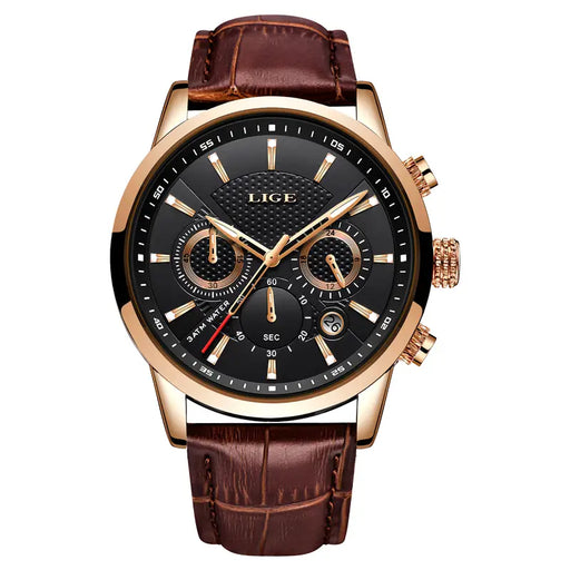 Watches Mens 2022 LIGE Top Brand Luxury Casual Leather Quartz Men's Watch Business Clock Male Sport Waterproof Date Chronograph