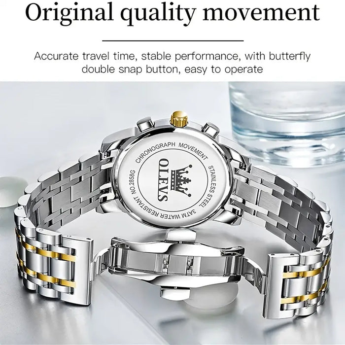 New Oris Brand Luminous Men's Watch Decoration, Chronograph, Calendar, Three-eye Chronograph Multi-function Waterproof Business Quartz Men's Watch 2858
